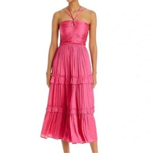 Aqua Vibrant Pink Midi Dress